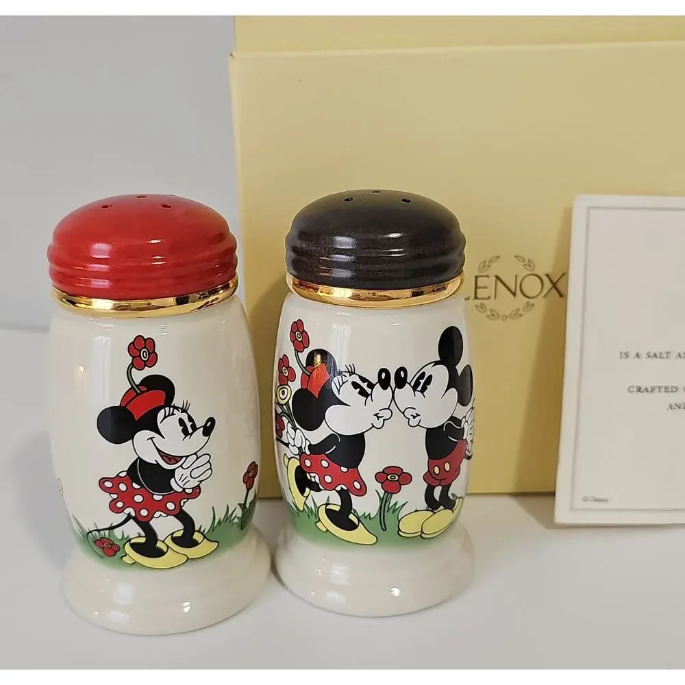 New Box Lenox Mickey Minnie Salt Pepper Shakers Love At First Sight COA Disney